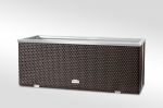 Lauko vazonas i&scaron; poliuretano su aliuminio metalo apdaila, &scaron;viesiai ruda, 130 cm x 40 cm x 45 cm