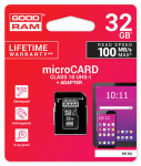 Atminties kortelė telefonui "microsd" atminties kortelė 32gb uhs-i "goodram" su adapteriu