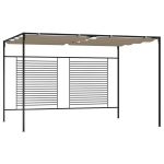Pavėsinė su įtraukiamu stogu, taupe spalvos, 3x4x2,3m, 180g/m&sup2;