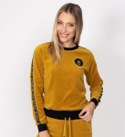 Aksominis džemperis su dizainerio juostele moterims SNP21106, geltonas, XXL