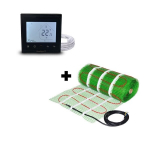 Grindinio &scaron;ildymo tinklelis Wellmo MAT (dydis 1,5 m2) + programuojamas termostatas WTH-51.36 NEW BLACK (juodas)