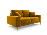 Dvivietė sofa Mazzini Sofas Madara, veliūras, geltona/auksinės spalvos