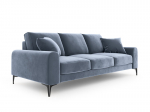 Trivietė sofa Mazzini Sofas Madara, veliūras, &scaron;viesiai mėlyna/juoda