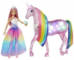 Barbie &ndash; &bdquo;Dreamtopia Magic Light Unicorn&ldquo; su prisilietimo funkcija, &scaron;viesa ir garsu, lėlės žaislas ir lėlių priedai