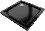Kvadratinis du&scaron;o padėklas Mexen Flat Slim su sifonu, Black+Gold, 70x70,80x80,90x90,100x100 cm