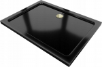 Stačiakampis du&scaron;o padėklas Mexen Flat Slim su sifonu, Black+Gold, 80x70 cm