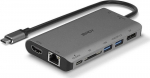 Ne&scaron;iojamojo Kompiuterio Mini Dokavimo Stotis - LINDY DST-Mini XT USB-C Dokas, 4K HDMI, Dvigubas Ekranas, 100W PD, Gigabit Ethernet