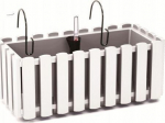 Balkono vazonas su automatiniu laistymu Prosperplast Boardee Fencycase W DDEF400W-S449, baltas