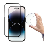 Grūdintas stiklas iPhone 14 Pro Max su juodu rėmeliu