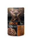 Leonardo Duck + extra pull Beef katėms su antis ir tro&scaron;kinta jautiena 70 g &times; 16 vnt