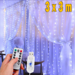 Kalėdinių lempučių užuolaidėlė su USB valdymo pulteliu, 300 LED, 3m
