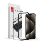 Crong Anti-Bacterial 3D Armor Glass &ndash; 9H viso ekrano grūdintas stiklas, skirtas iPhone 15 Pro Max + montavimo rėmelis
