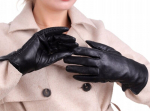 Pir&scaron;tinės moterims RKW9-XXL, Moteri&scaron;kos odinės pir&scaron;tinės Juodos pa&scaron;iltintos Touch BLACK ELEGANT