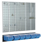 Įrankių sienelė 78x72 Botle Tool Pegboard, Įrankių sienelė metalinė 78x72 cm Sandėliavimo sistema su įrankių laikikliais Įrankių kabliukai ir 6 dėtuvės 120 x 200 x 90 mm Spalva: mėlyna Perforuota plok&scaron;tė Dirbtuvės Garažas Dėžutė Elektriniai įr