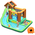 Costway Bouncy pilis su ventiliatoriumi pripučiamų vandens čiuožyklų parkas su čiuožykla 368 x 303 x 230 cm Spalvinga