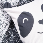 TODAY bed set - duvet cover 140x200 + 2 pillowcases 63x63 - 1 person - FUNNY2.8 - White and black