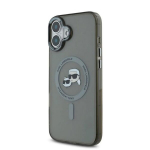 iPhone 16 dėklas &ndash; Karl Lagerfeld IML MagSafe (KLHMP16SHLSKCK) &ndash; metalinė Karl&Choupette galvutė