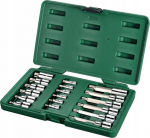 Sata 18 vnt. Torx antgaliai 1/4" ir 1/2" lizdai