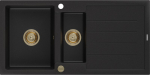 Granitinė virtuvinė plautuvė Mexen Andres su sifonu, Black+Gold, 1000 x 500 mm