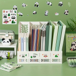 Panda Tematikos Daugiaveiksmis Stalo Organizatorius - Biuro Lentyna, 【Atnaujintas sustorėjęs / stabilus ir patvarus】 Keturi stulpeliai - balti / siųsti Panda lipdukus