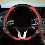 Premium dirbtinės odos vairo apdaila - stilingas dizainas. , Passion Red-round Type (086 Carbon Fiber) Golden Art