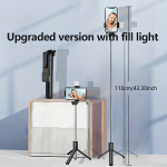 Telefono laikiklis Ne&scaron;iojamas asmenukių laikiklis su &scaron;viesa ir trikoju. , Juoda