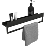 Vonios kambario lentynėlė su rank&scaron;luosčių kabykla Rea SF01, 60 cm, Black matt