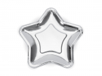 Popierinės vienkartinės lėk&scaron;tutės Star Sidabrinės 18 cm (1 pak/ 6 vnt)
