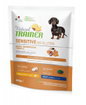 Natural Trainer Sensitive No Gluten mažų ir itin mažų veislių &scaron;unims su la&scaron;i&scaron;a 0,8kg