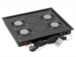 PANOU ventiliatorius TRITON 19", 4 ventiliatoriai su 230V/60W termostatu, a&scaron;inis srautas, negru "RAB-CH-X04-X3" (žalias 11 lei)
