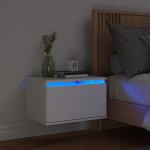 Prie sienos montuojama naktinė spintelė su led, balta