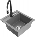 Granitinė virtuvinė plautuvė Mexen Vito su mai&scaron;ytuvu ir sifonu, Grey+Black