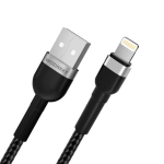 Juodas USB-A - Lightning kabelis iPhone, 2.4A, 1m, nailoninis