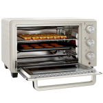 Mini krosnelė Mini orkaitė, maža 21 l orkaitė-skrudintuvas su 1 vieliniu grotelių rėmu ir 1 kepimo skarda, 3 kepimo režimai, 100 &deg;C&ndash;230 &deg;C, nerūdijantis plienas, stiklas, kreminė balta spalva