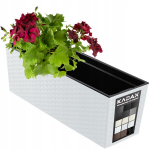Balkono dėžutė vazonui + įdėklas 19x56cm Baltas