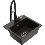 Vienguba granitinė plautuvė Mexen Milo su virtuvės mai&scaron;ytuvu Aster, Juoda/Auksinė metallic - 6505-75-73450-70-B