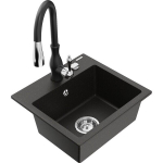 Vienguba granitinė plautuvė Mexen Milo su virtuvės mai&scaron;ytuvu Savita, Juoda/Auksinė metallic - 6505-75-672601-70