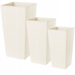 3x gėlių vazono sodo vazono kremo rinkinys 68cm