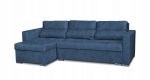 Kampinė sofa&ndash;lova su miegama funkcija, mėlyna, 226x140 cm