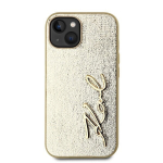 Auksinis iPhone 15 dėklas su metalo efektu Karl Lagerfeld