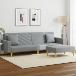Dvivietė sofa-lova su pagalvėmis ir pakoja, pilka, audinys