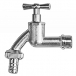 Čiaupas su i&scaron;oriniu sriegiu 1/2" ir jungtimi žarnai 12,5mm Bradas, žalvaris