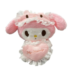 Pliu&scaron;inė lėlė Kuromi su &scaron;irdele- My Melody anime veikėja - rožinė, 30cm