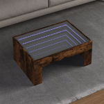 Kavos staliukas su infinity led lemputėmis, dūminis, 70x50x30cm