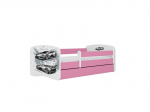 Vaiki&scaron;ka lova be čiužinio, su stalčiumi Kocot Kids BabyDreams Pink sports car, rožinė/balta