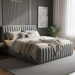 Lova POSH + Čiužinys SAPNAS 2 XL|160x200|Pilka #15|Veliūras