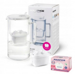 Aquaphor Glass, stiklinis filtravimo ąsotis 2,5 L su Maxfor ir Maxfor Mg kasete, baltas