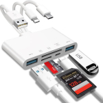 viename atminties kortelių skaitytuvas, USB OTG adapteris ir SD kortelių skaitytuvas, skirtas USB C ir USB A įrenginiams su Micro SD ir SD kortelių lizdais, palaiko SD/Micro SD/SDHC/SDXC/MMC, Juoda
