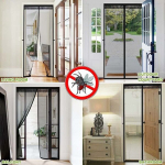 Užuolaida, nuo uodų apsauganti durų užuolaida - juoda - 90 * 210 cm + Velcro