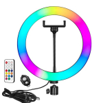 Elight RGB14 36 cm spalvotas RGB LED &scaron;viesos žiedas su i&scaron;maniojo telefono laikikliu + BT nuotolinio valdymo pultu, juoda
